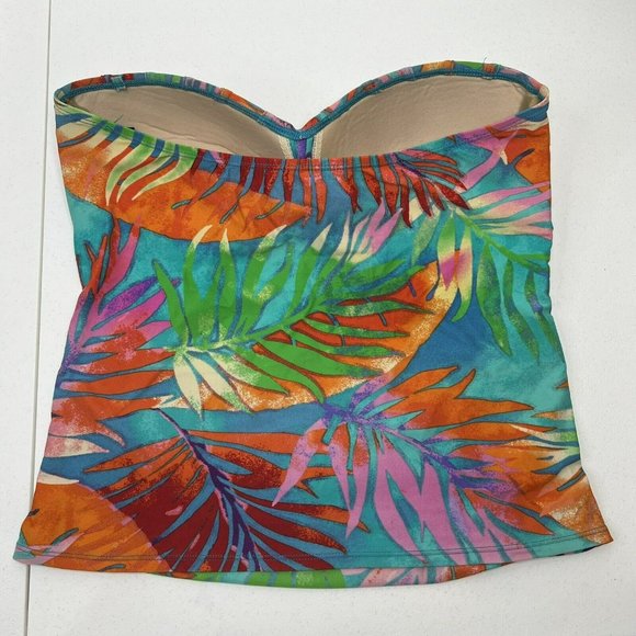 LA BLANCA Women’s Size 12 Multi Rainbow Palm Bandeau Tankini Top NO STRAP - Picture 5 of 12